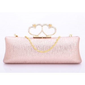 Party Women's Evening Bag With Solid Color and Hard Shell Rhinestone Design